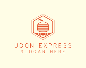 Hexagon Burger Fast Food  logo design