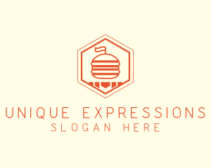 Hexagon Burger Fast Food  logo design