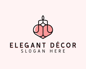 Candlelight Heart Home Decor logo design