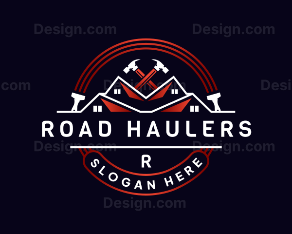 Roof Paintbrush Hammer Logo