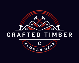 Roof Paintbrush Hammer logo design