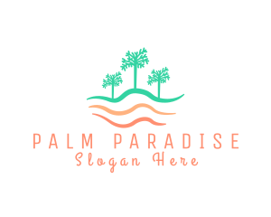 Palm Tree Wavy Beach logo