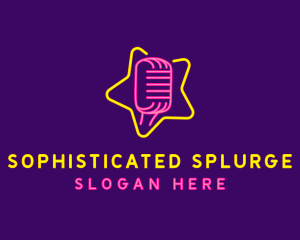 Neon Star Microphone logo design