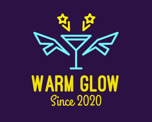 Neon Martini Cocktail Bar Wings logo design