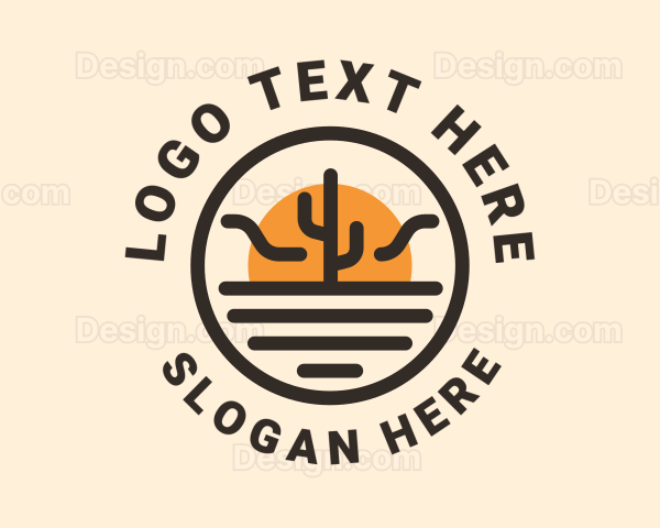 Sun Desert Cactus Logo
