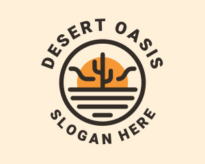 Sun Desert Cactus  logo design