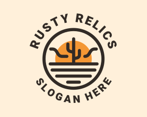 Sun Desert Cactus  logo design