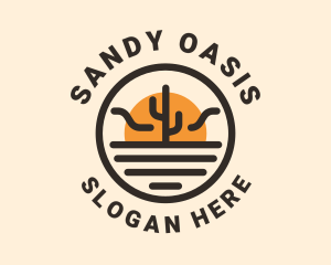 Sun Desert Cactus  logo design