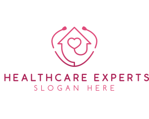 Healthcare Stethoscope House logo design