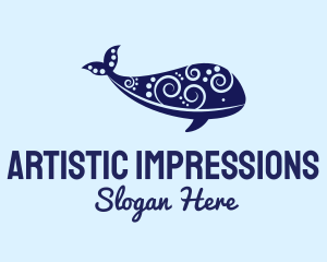 Abstract Marine Whale logo design