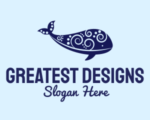 Abstract Marine Whale logo design