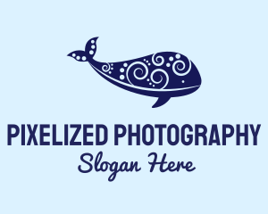 Abstract Marine Whale logo design