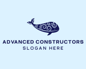 Abstract Marine Whale logo design