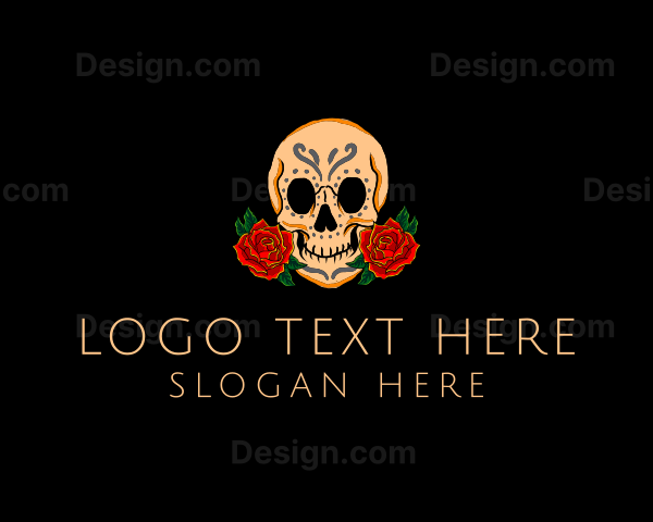 Mexican Rose Skull Logo