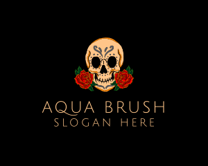 Mexican Rose Skull logo design