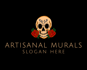 Mexican Rose Skull logo design