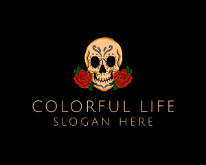 Mexican Rose Skull logo design