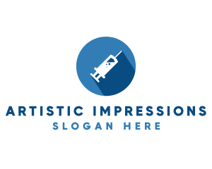 Blue Medical Injection Syringe logo design