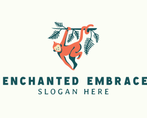 Hanging Macaque Monkey logo design