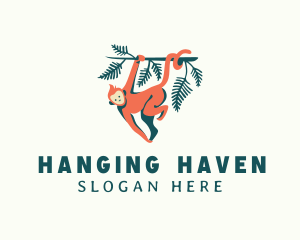 Hanging Macaque Monkey logo design