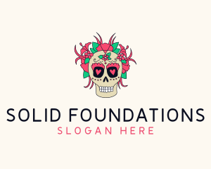 Heart Floral Skull logo