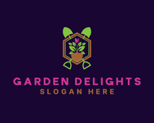 Garden Shovel Flower logo design