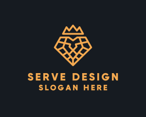 Geometric Lion Crown logo design