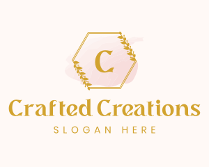 Hexagon Wreath Watercolor logo design