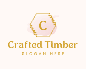 Hexagon Wreath Watercolor logo design