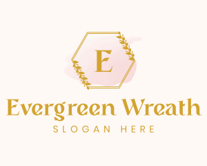 Hexagon Wreath Watercolor logo design