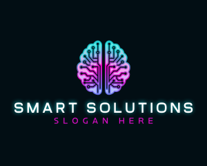 Artificial Intelligence Circuit Brain logo design