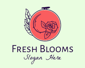 Rose Floral Embroidery logo design