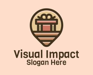 Gift Factory Location Pin logo design