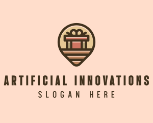 Gift Factory Location Pin logo design