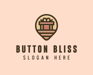 Gift Factory Location Pin logo design