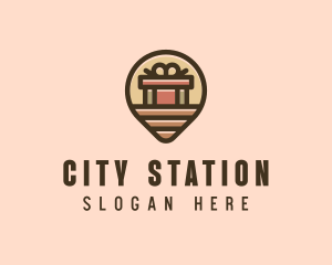 Gift Factory Location Pin logo design