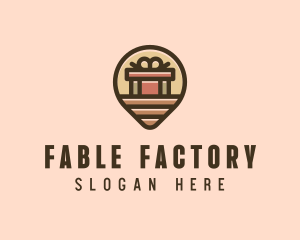 Gift Factory Location Pin logo design