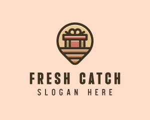 Gift Factory Location Pin logo design