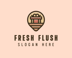 Gift Factory Location Pin logo design