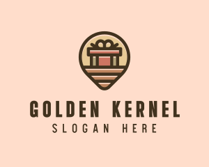 Gift Factory Location Pin logo design