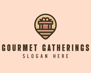 Gift Factory Location Pin logo design