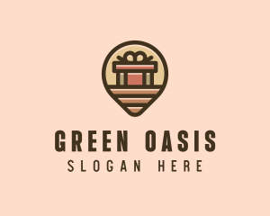 Gift Factory Location Pin logo design