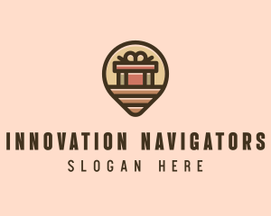 Gift Factory Location Pin logo design