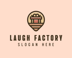 Gift Factory Location Pin logo design