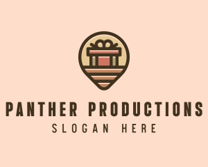 Gift Factory Location Pin logo design