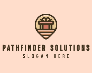 Gift Factory Location Pin logo design