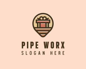 Gift Factory Location Pin logo design