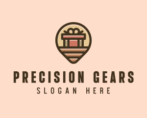 Gift Factory Location Pin logo design