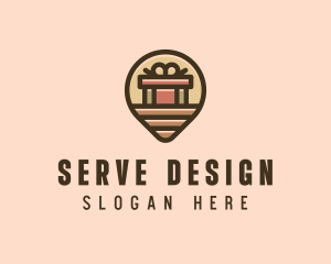 Gift Factory Location Pin logo design