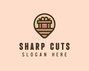 Gift Factory Location Pin logo design